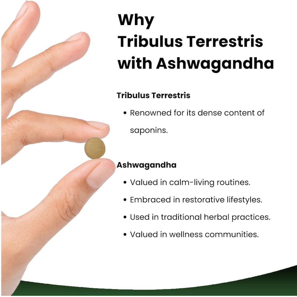 image 1 of Tribulus Terrestris 6000mg Tablets With Ashwagandha 120 Fill