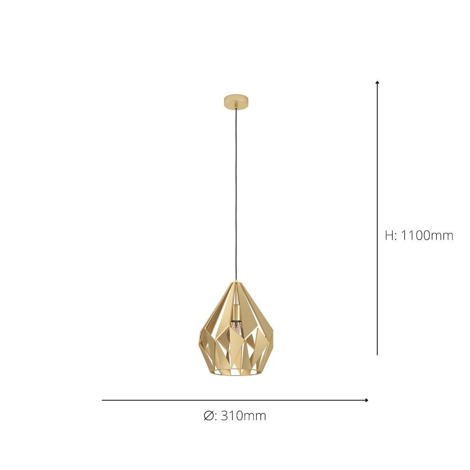 image 1 of EGLO Carlton Single Pendant Light Gold