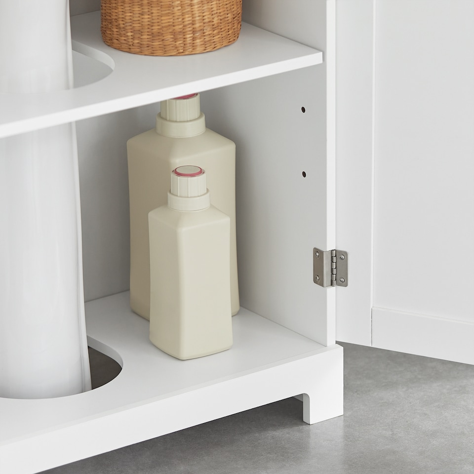 image 1 of SoBuy Under Sink Bathroom Cabinet with 2 Doors and Adjustable Shelf, White, 23.6x11.8x23.6 inches, 9.7 kg - BZR18-II-W