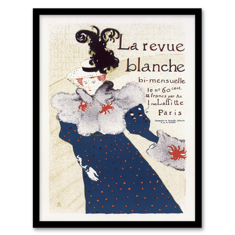 image 1 of La Revue Blanche Advert Vintage Framed Wall Art Print Toulouse Lautrec 12x16"