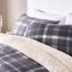 image 2 of OHS Tartan Check Sherpa Reversible 10.5 Tog Washable Coverless Duvet with Pillowcases | Grey | King