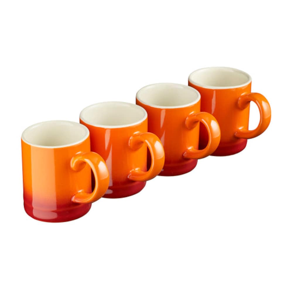 image 1 of Cooks Professional 4pc Espresso Cup Set - Stoneware Mini Mugs - 100ml | Orange | Orange