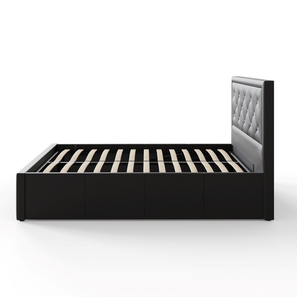 image 1 of Hollywood Ottoman Storage Bed Double Black | Black | Black