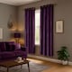 image 6 of Plum Purple Velvet Blackout Eyelet Curtains - 46x63 Inch Drop - Pair | Purple | One Size