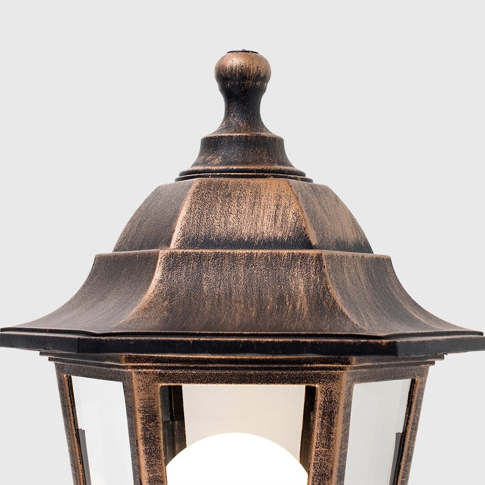image 1 of ValueLights Mayfair Antique Brass Outdoor Security Wall Lantern | Gold