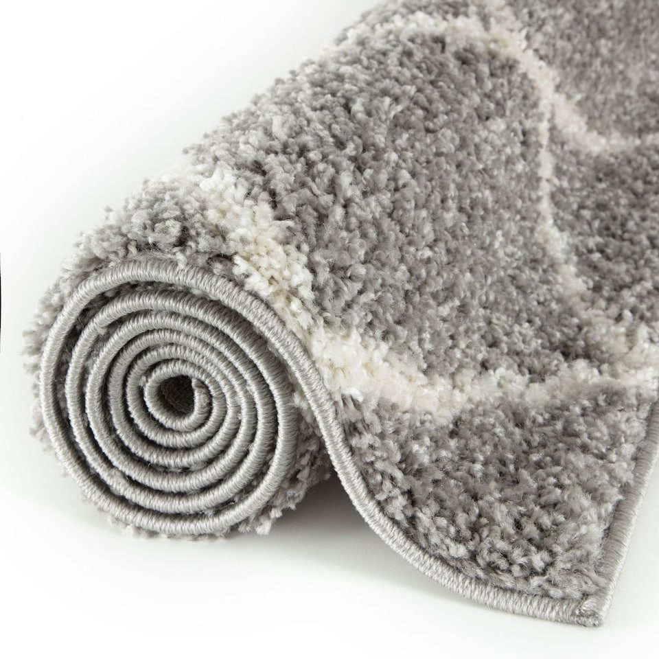 image 1 of The Rugs Moroccan Collection Soft High Pile Shaggy Lattice Floor Rugs and Runners Living Room