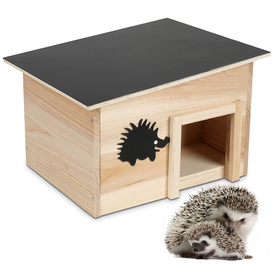 image 1 of GEEZY Hedgehog House Shelter Hibernation Den Wooden Outdoor Garden Box