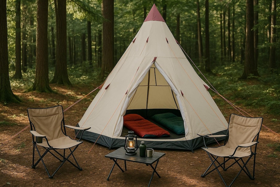 image 1 of 2-3 Person Teepee Camping Tent – Portable Outdoor Shelter