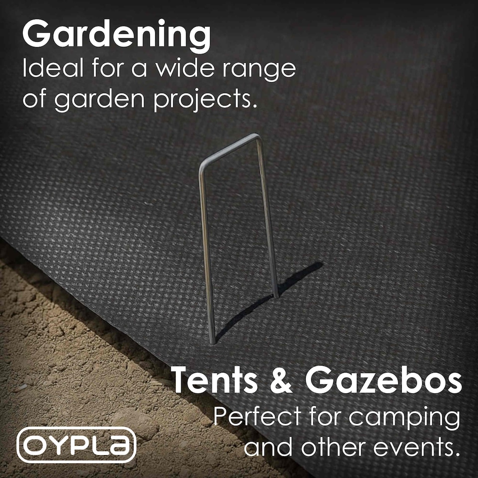 image 1 of 100x Galvanised Steel Weed Membrane Pins Ground Stakes Garden Pegs - 6 inch