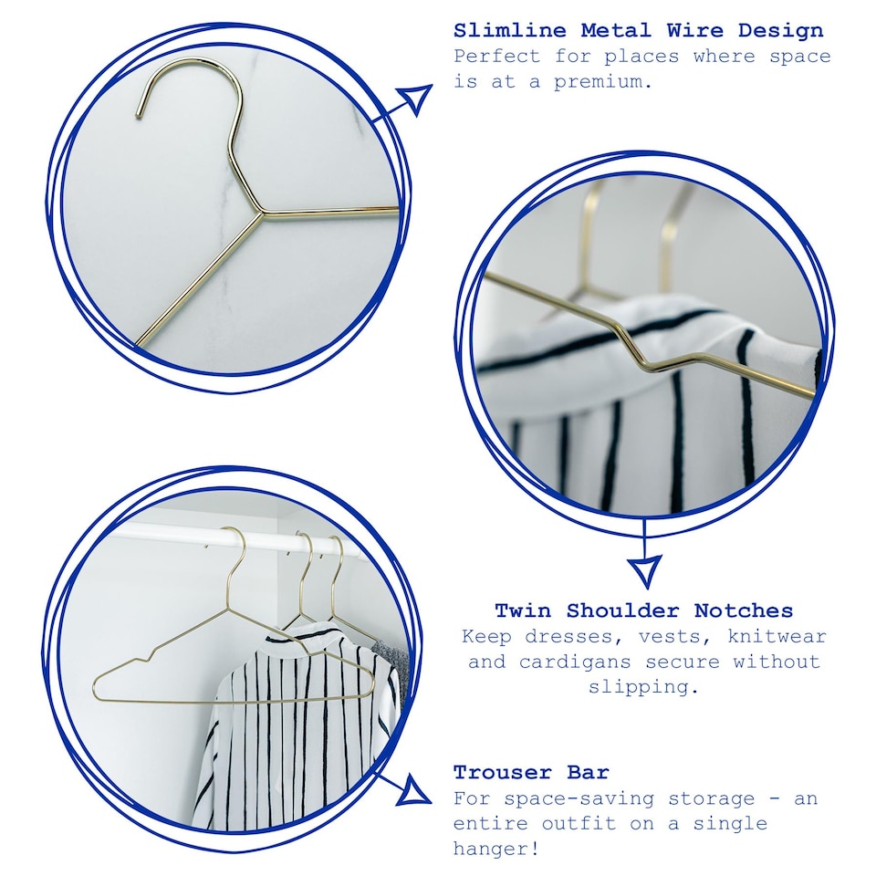 image 1 of Harbour Housewares Metal Children's Hangers - Gold - Pack of 10