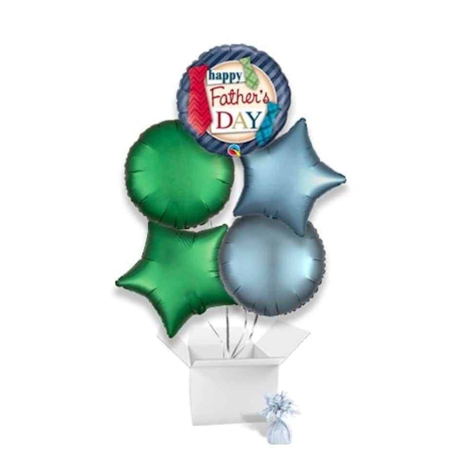 Father's Day Ties Balloon Bouquet - 5 Inflated Balloons In A Box