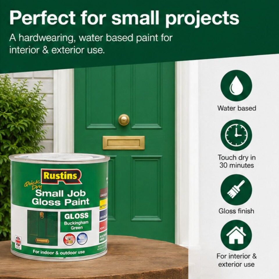 image 1 of Rustins - Quick Dry Small Job Gloss Paint Buckingham Green 250ml