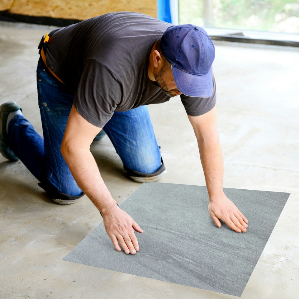 image 1 of NOVECRAFTO Vinyl Floor Tiles Self Adhesive – 18x18in Peel and Stick Waterproof Square Flooring for Kitchen, Bathroom & More – Grey White Marble Design Grey | 7.1 sqm