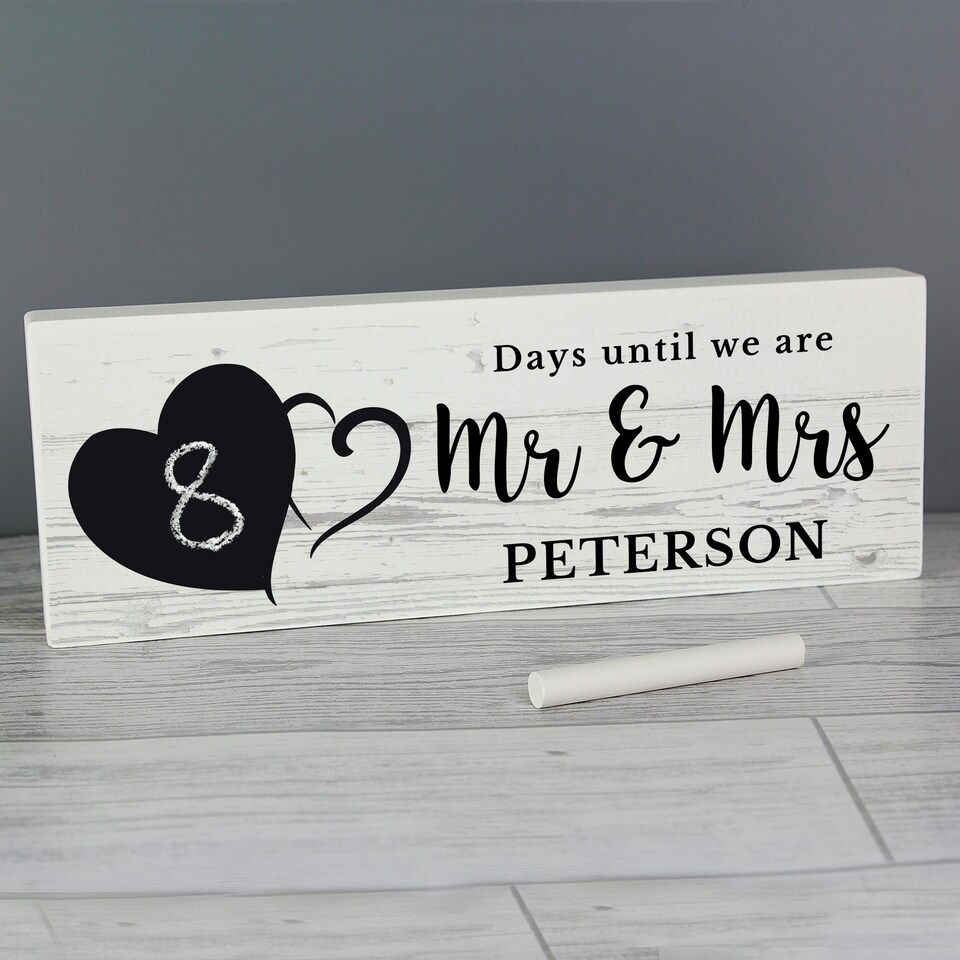 image 1 of Personalised Rustic Chalk Countdown Wooden Mantel Decoration
