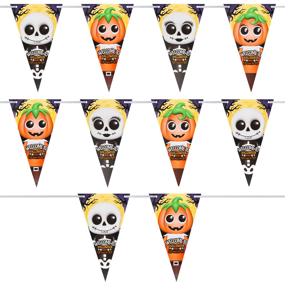 image 1 of PMS The Boo Crew Halloween Bunting - Pumpkin & Skeleton Wall Decoration