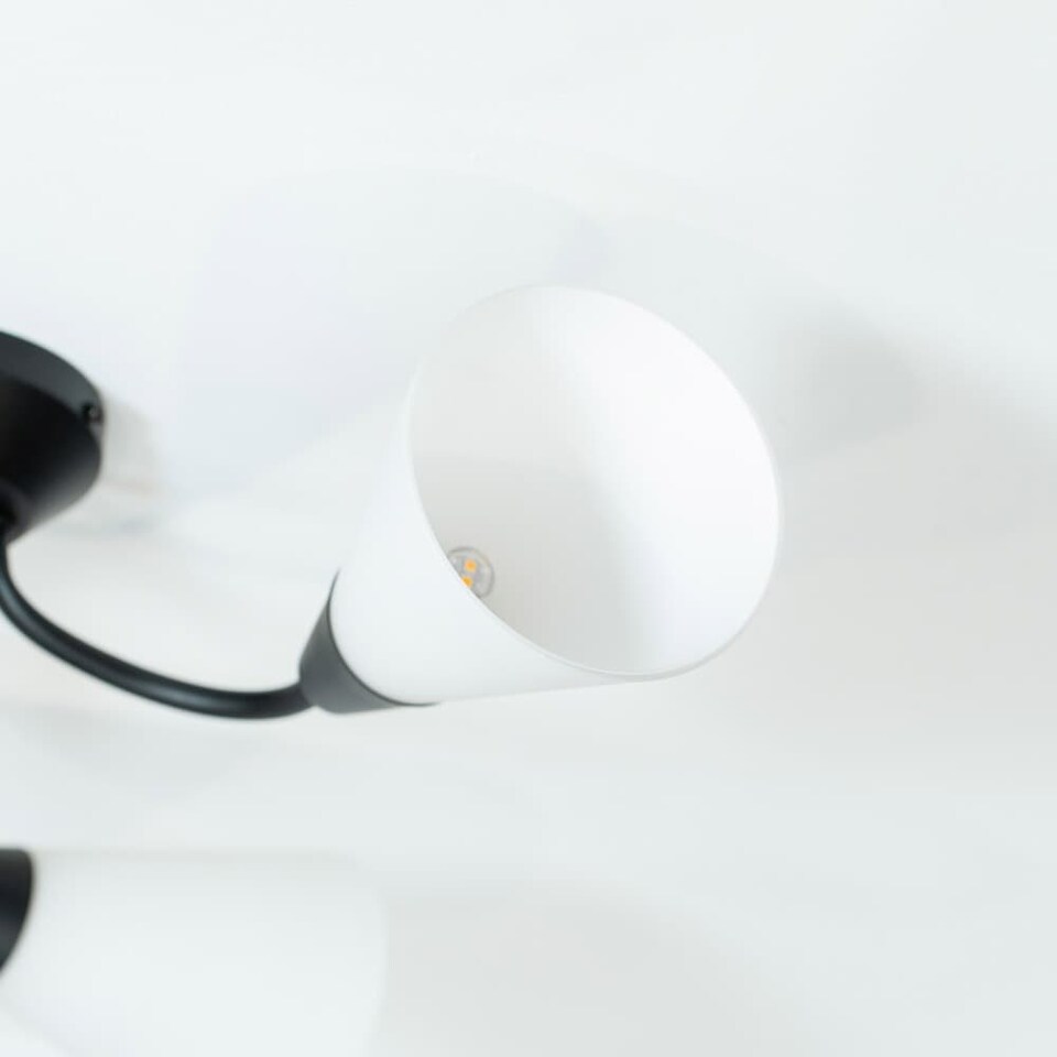 image 1 of ValueLights Kristina 3 Way Black Ceiling Light Frosted Shades and Bulbs