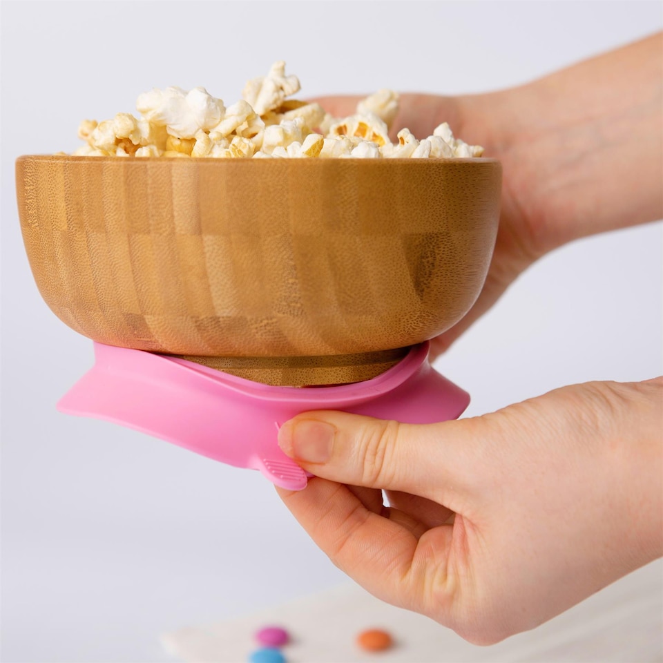 image 1 of Tiny Dining Children's Bamboo Suction Llama Dinner Set - Pink