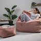 image 2 of Natalia Velvet Adults Bean Bag Armchair and Pouffe, Ready Filled Large Beanbag and Footstool Dusk Pink | Pink | Dusk Pink | XL | 2