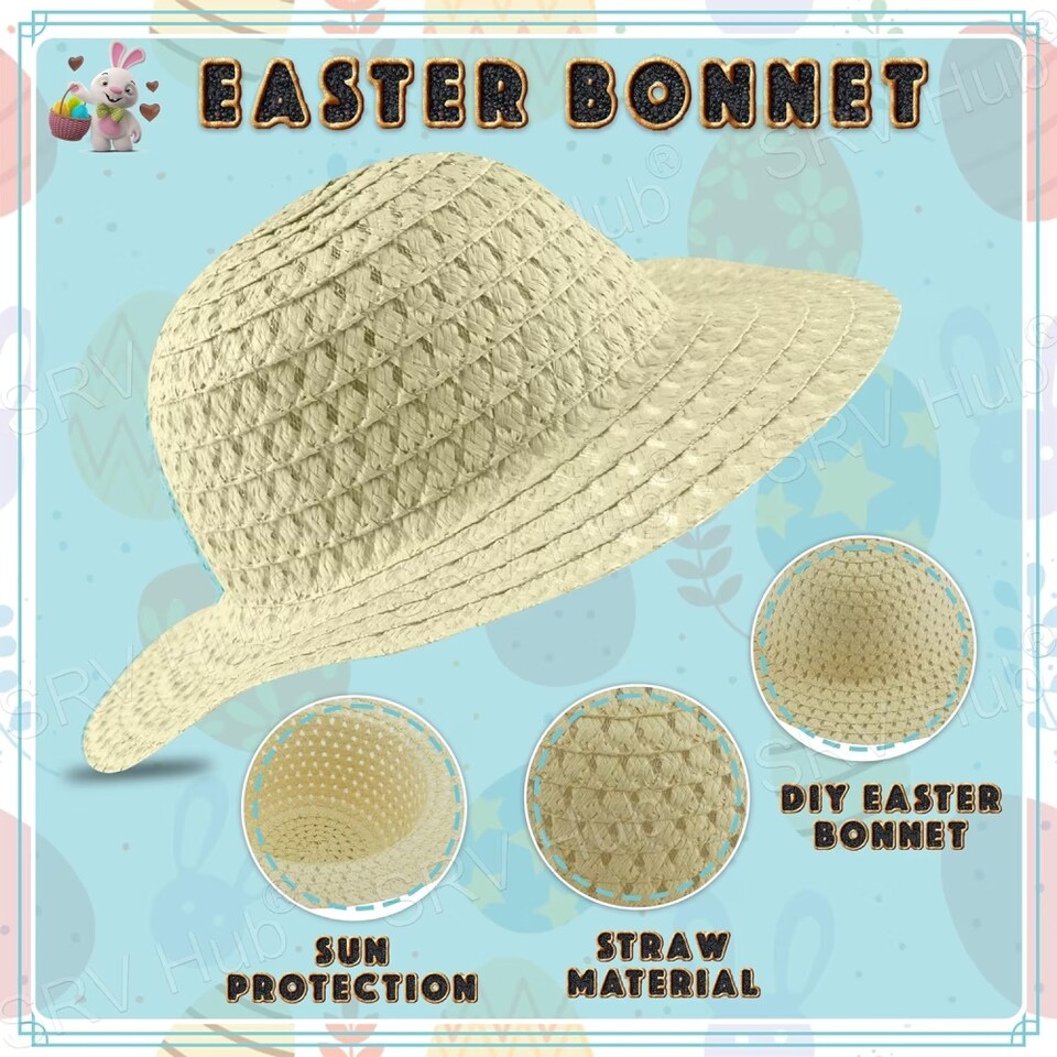 image 1 of Children's Pale Yellow Easter Fancy Dress Bonnet