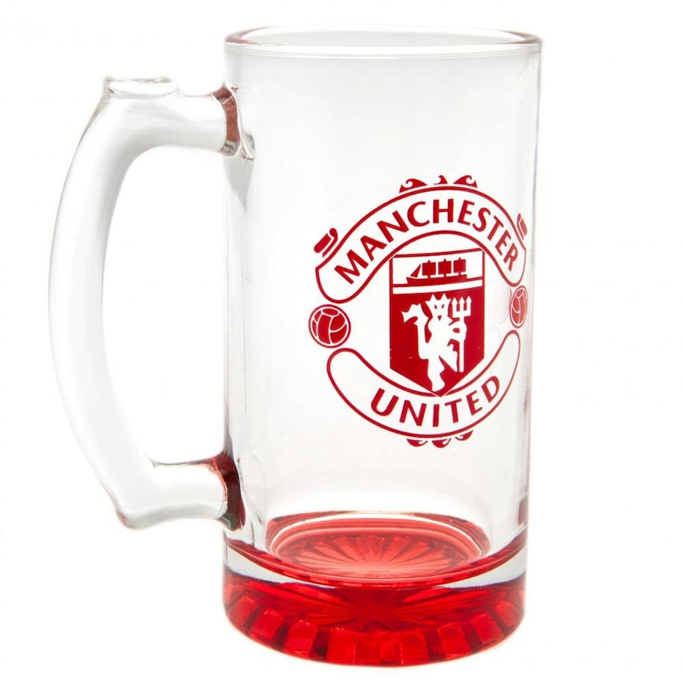 image 1 of Manchester United FC Crest Glass Tankard - Red - One Size