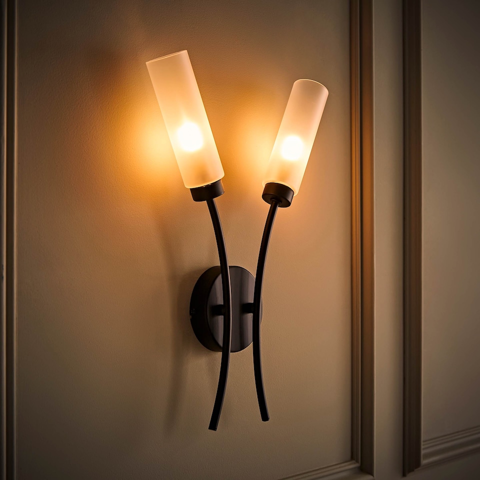 image 1 of ValueLights Maya Matte Black 2 Way Curved Upright Wall Light | Black