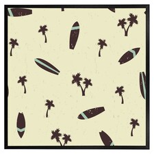 Surf board & palm silhouettes (Picutre Frame) Black | XS