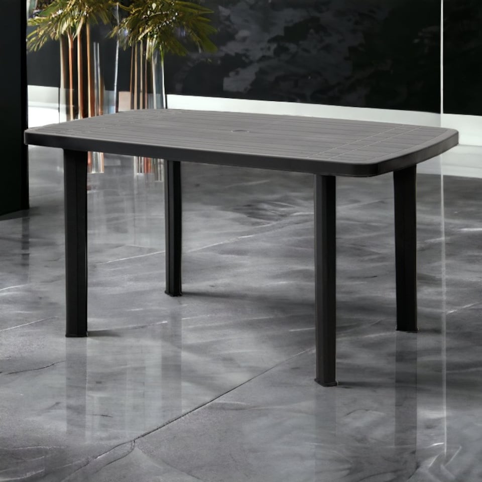 image 1 of Plastic Large Outdoor Dining Garden Table | Black | 1