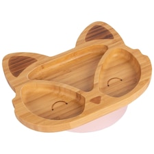 Tiny Dining Fox Bamboo Suction Plate - Pastel Pink Pink