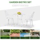 image 5 of Outsunny 3PCs Garden Bistro Set Cast Aluminium Round Table with 2 Chairs White