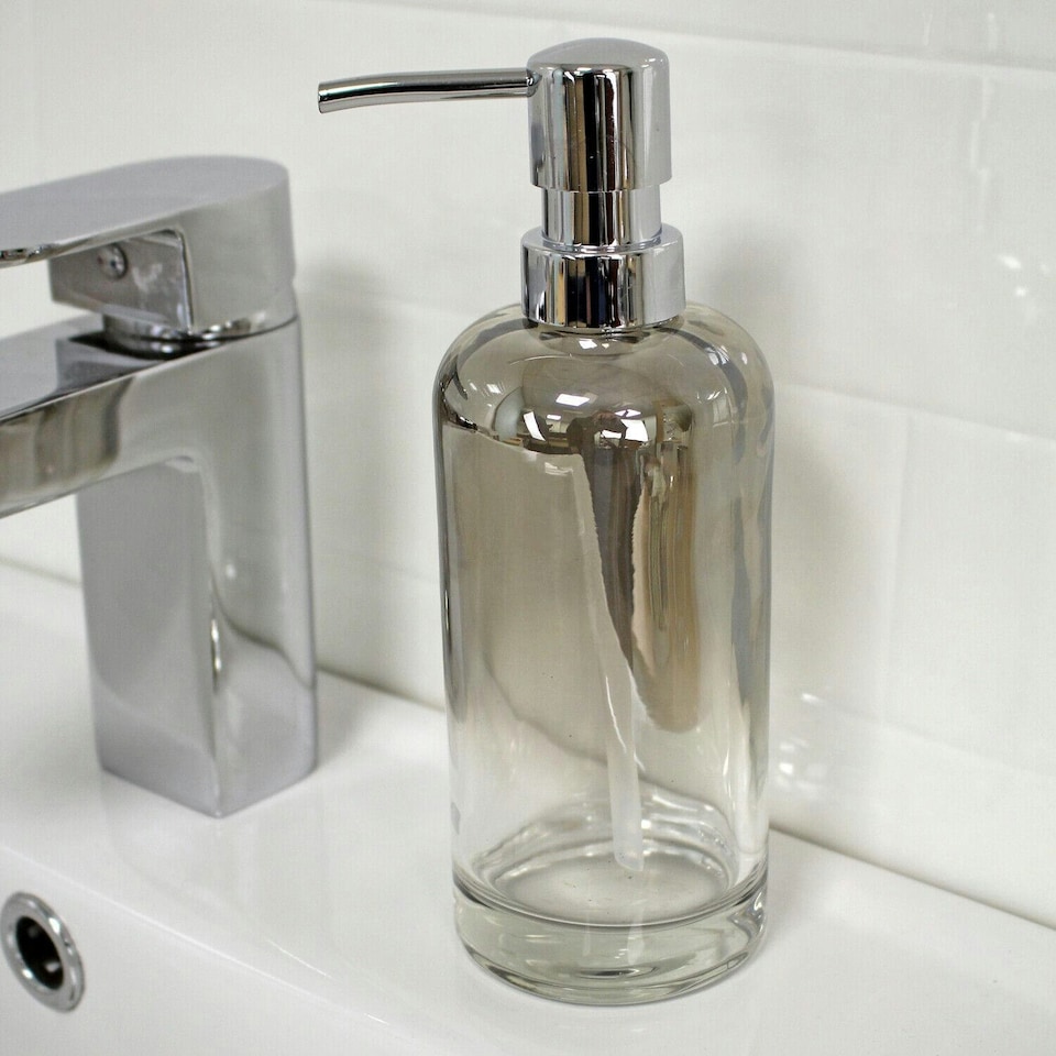 image 1 of Showerdrape Ombre Smoked Glass Liquid Soap Dispenser