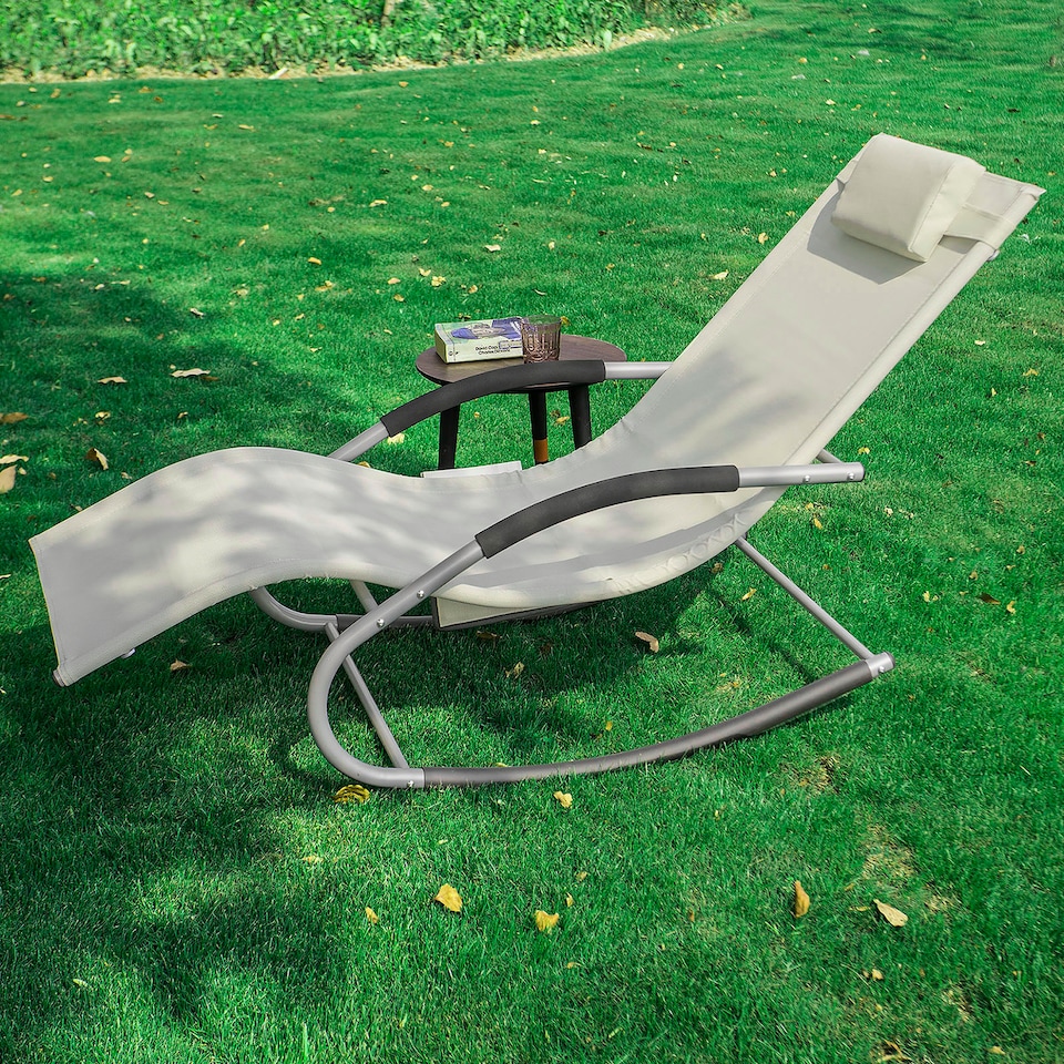 image 1 of SoBuy OGS28-MI,Outdoor Garden Rocking Sun Lounger Recliner Relaxing Chair