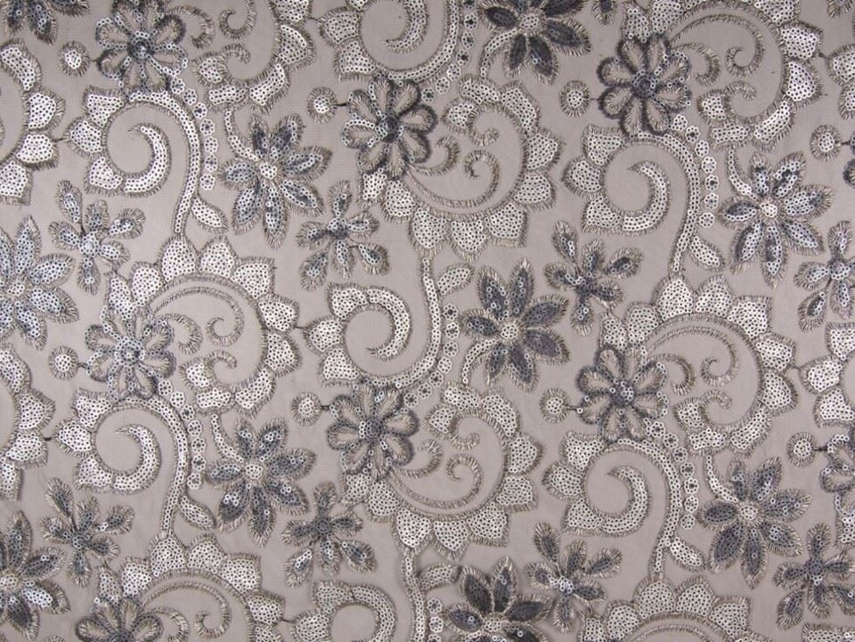 Silver Sequin Lace Fabric for Dressmaking, 125cm / 49" Wide - per metre