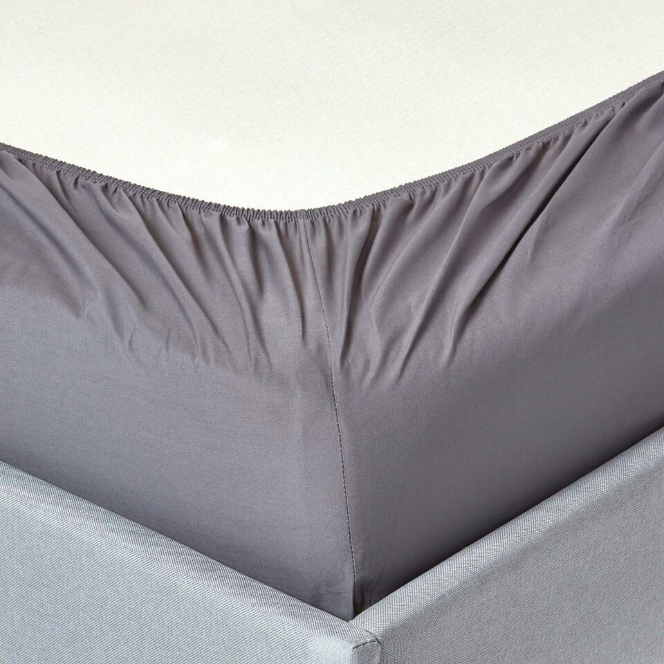 image 1 of Homescapes Dark Grey Egyptian Cotton Fitted Sheet 200 TC, King Grey | King