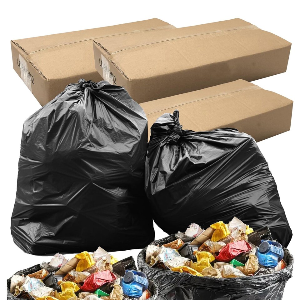 image 1 of 1000 x 80L Strong Large Black Rubbish Waste Bin Liners 140 Gauge Ideal For Home & Office