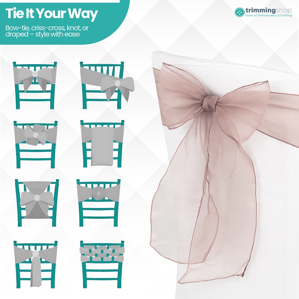 image 1 of 17 x 280cm Organza Chair Sashes, Sheer Sash Ties - 1pc