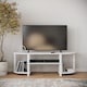 image 3 of URBNLIVING Wide TV Unit Stand S-Tube Entertainment Centre with Storage Shelf, Modern Living Room Cabinet | White | White with White Legs | One Size | 1