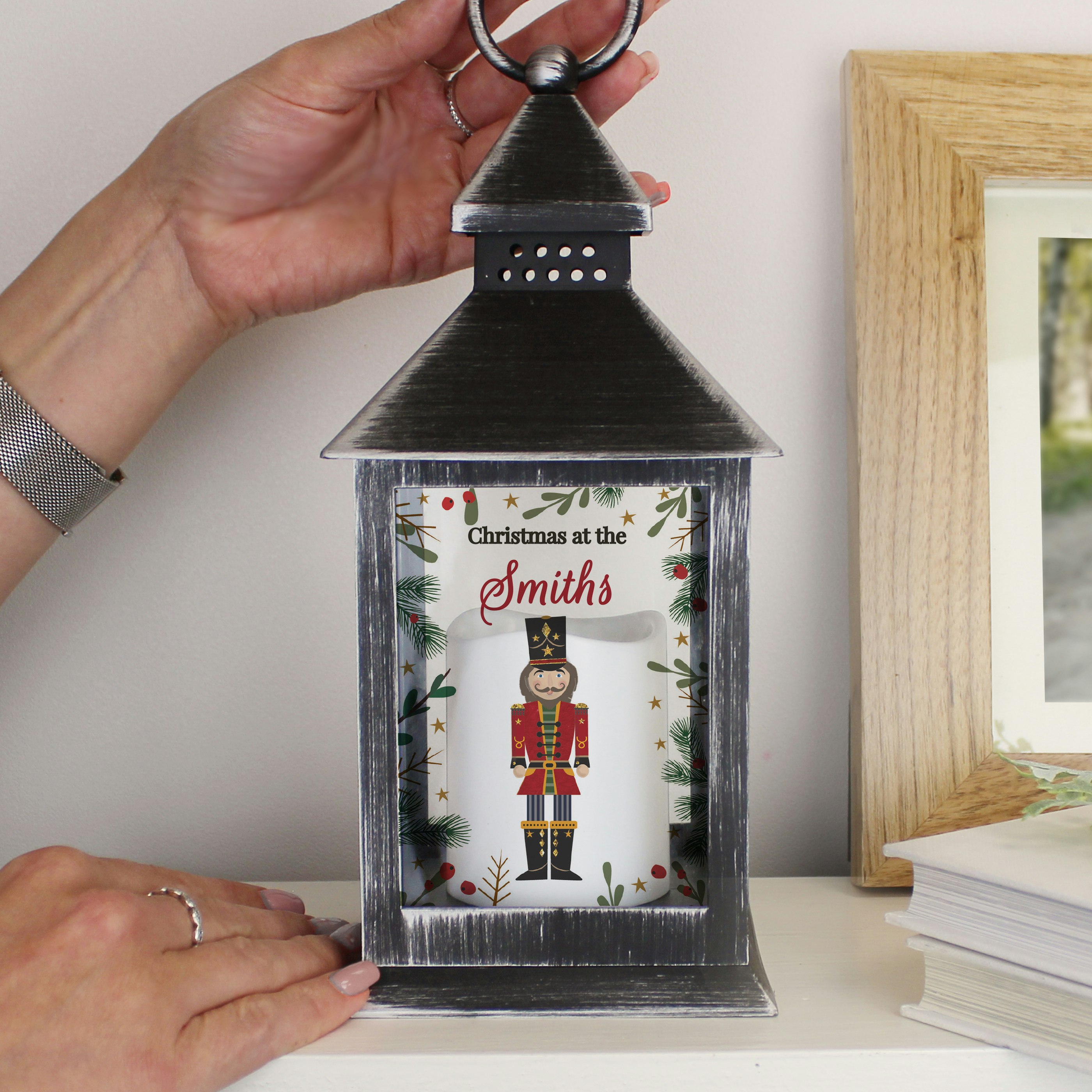 Personalised Memento Company Personalised Christmas Nutcracker Black Lantern