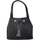 image 1 of Genuine Soft Leather Contrast Drawstring Tote Style Shoulder Handbag Black | Black