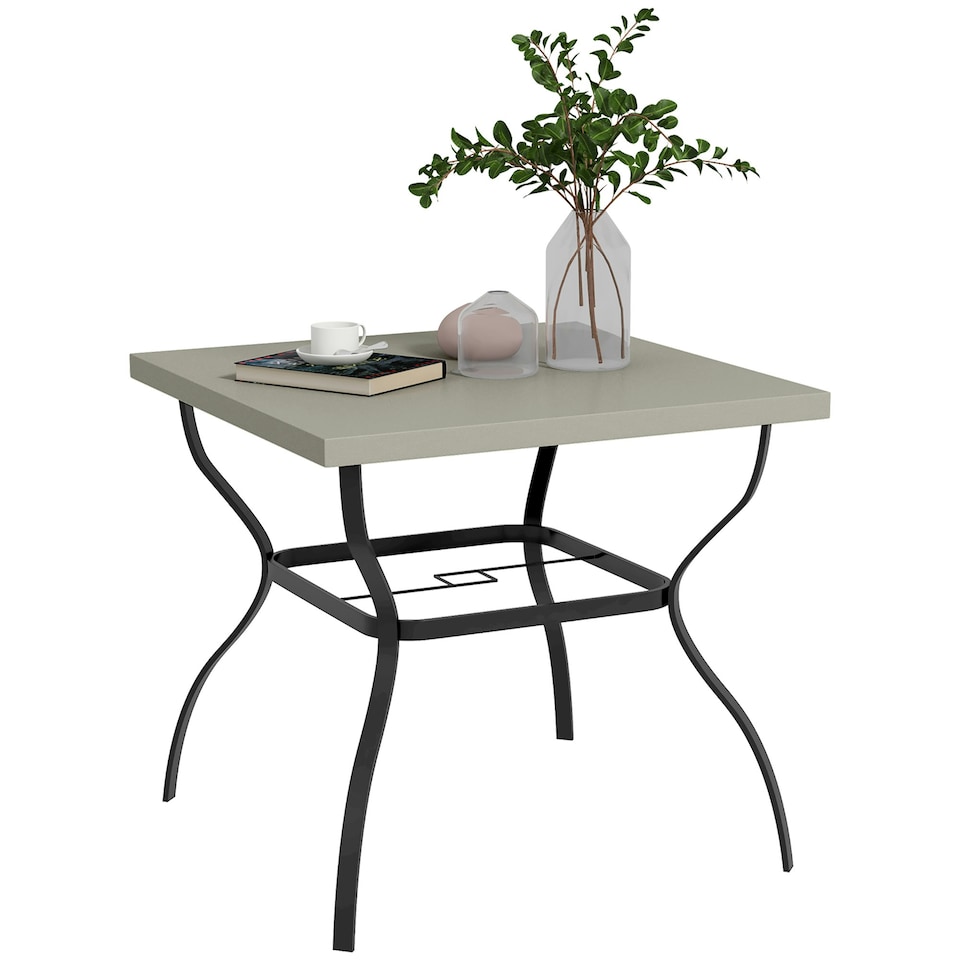 image 1 of Outsunny Garden Dining Table w/ Umbrella Hole, Dining Table for 4