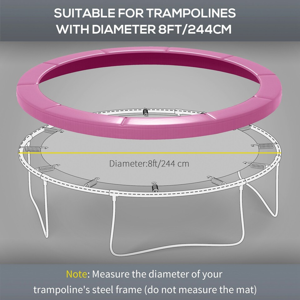 image 1 of SPORTNOW 8FT Trampoline Pad Spring Cover, Waterproof, Multi-Colored