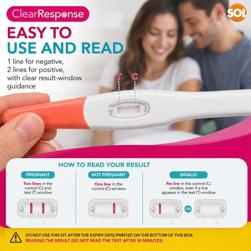 image 1 of SOL Clear Response Early Detection Pregnancy Test Kit 3 Pack