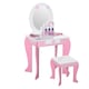 image 1 of HOMCOM Girls Dressing Table with Mirror, Stool, Pretend Play Toy | Pink | White