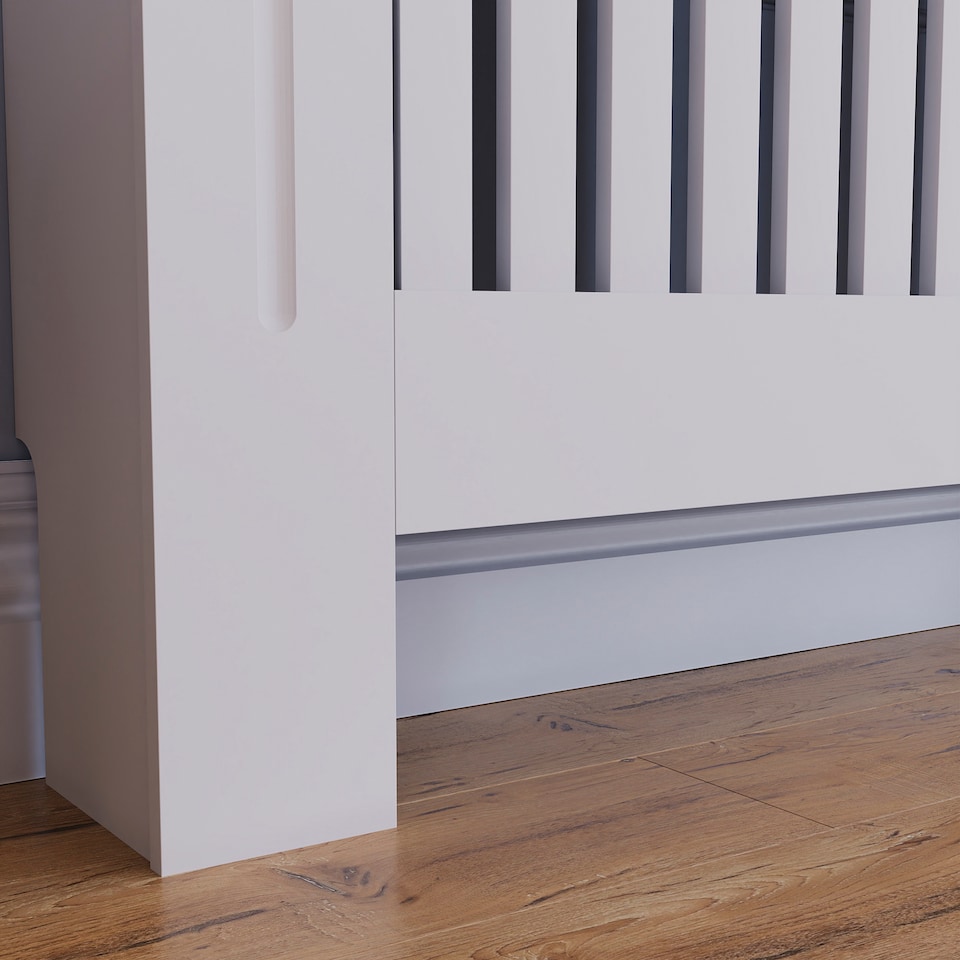 image 1 of Vida Designs Arlington Radiator Cover Painted MDF Slatted Cabinet, White, 111cm