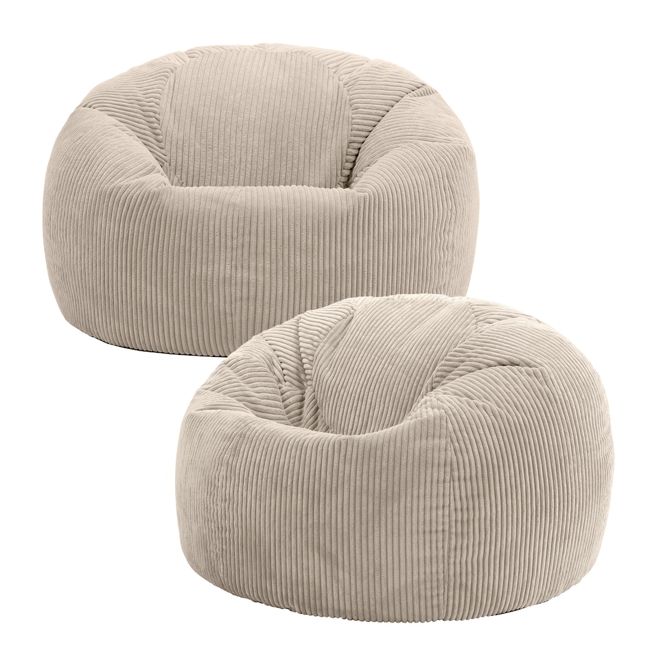 image 1 of Kingston Classic Beanbag Corduroy Natural Beige Set of 2 | Cream | Natural | 2