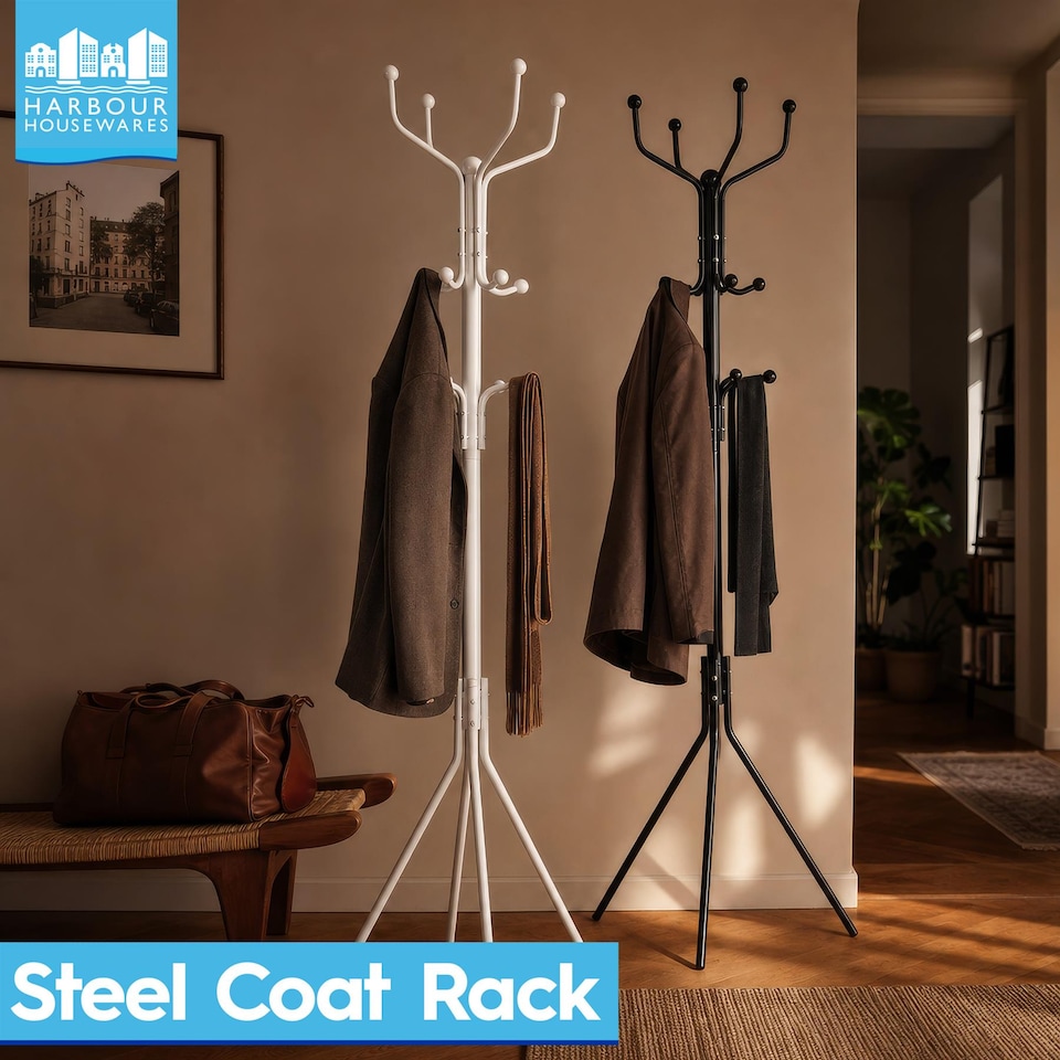 image 1 of Harbour Housewares Free-Standing Steel Coat Rack - Black | Black | Black | One Size