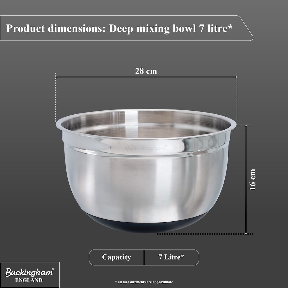 image 1 of Buckingham Deep Salad Mixing bowl with black Silicone Base 28 cm  , 7 Litre