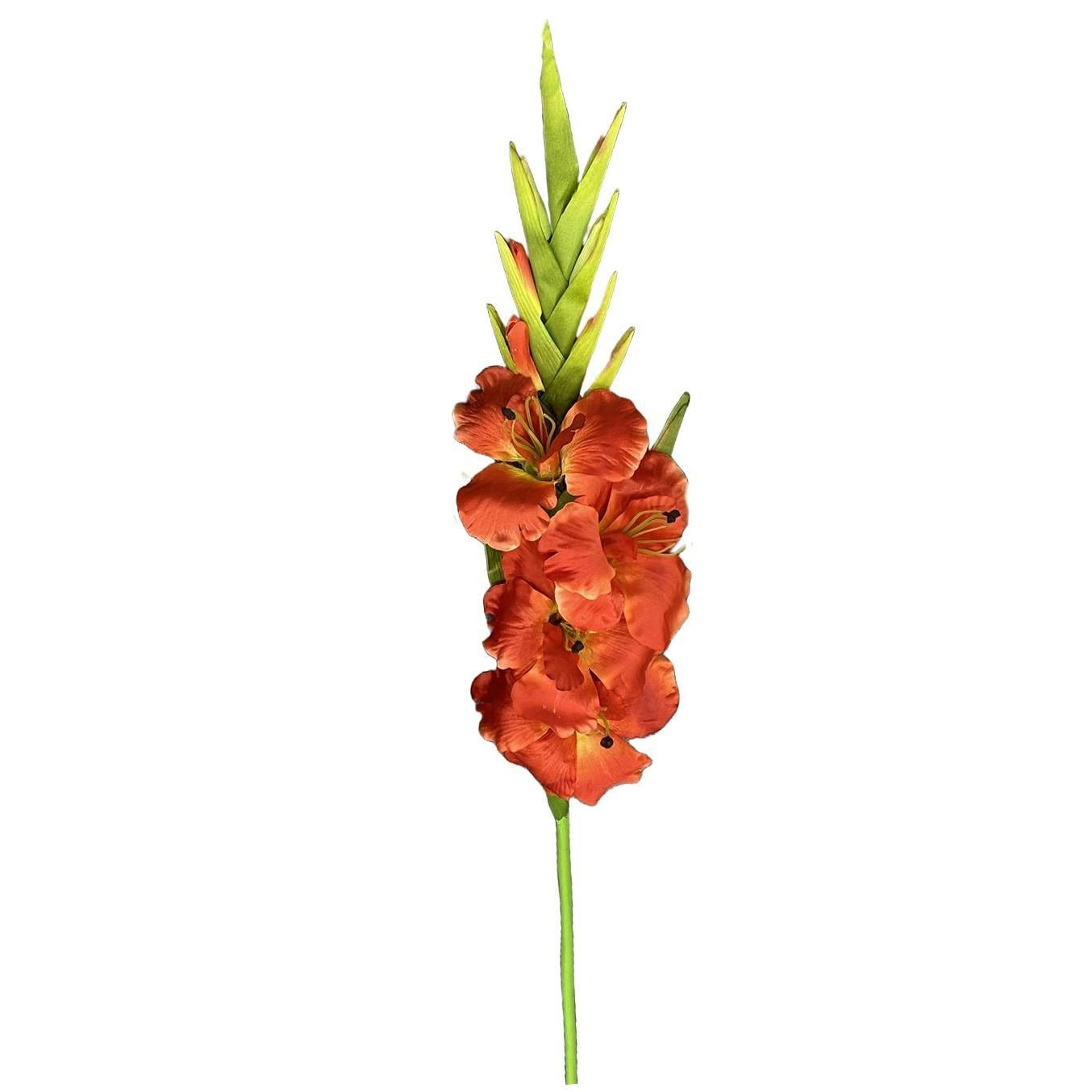 Leaf 115cm Artificial Orange Gladioli Stem