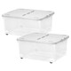 image 3 of 1 x 80L Clear Plastic Stackable Wheeled Storage Container With Folding Split Lid Clear