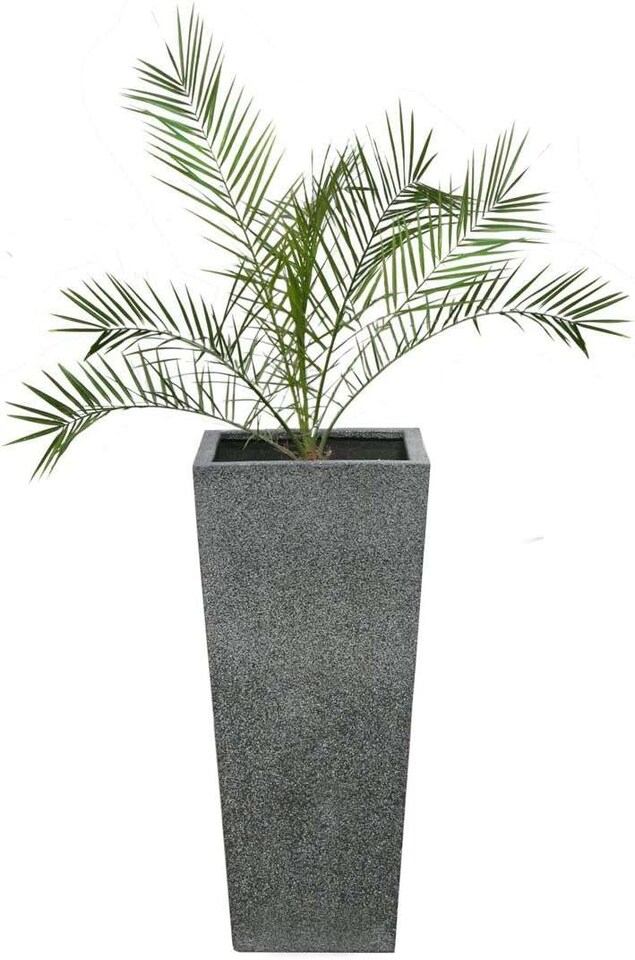 image 1 of Primrose Poly Terrazzo Stone Black Tall Flared Outdoor Square Planter 91cm