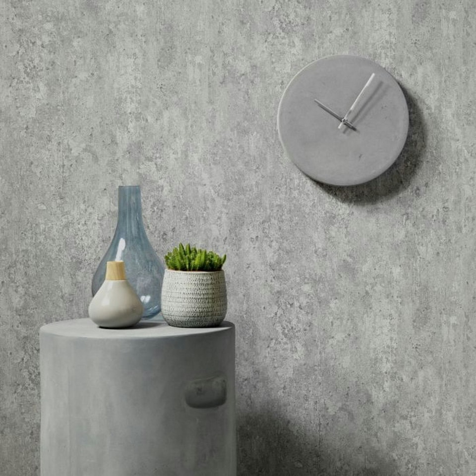 image 1 of Erismann Imitations Concrete Effect Textured Wallpaper - Grey - 10m x 53cm Grey